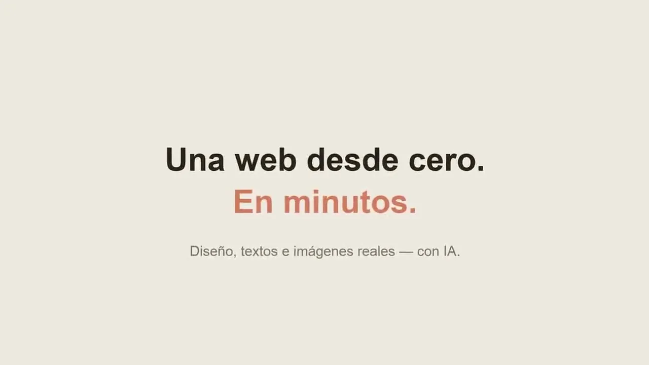 Fotograma de la demo: una web construida desde cero en minutos